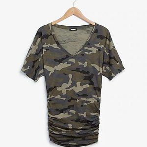 Express BNWT Camo Ruched Dolman Sleeve Tee